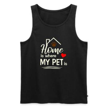 Chez moi, c’est là où se trouve mon animal de compagnie - Débardeur bio Premium Homme - noir - Devant - Michal (187cm)