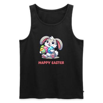Hase Osterhase Comic  - Männer Premium Bio Tank Top - Schwarz - Vorne - AI Model Male 178 light (178cm)