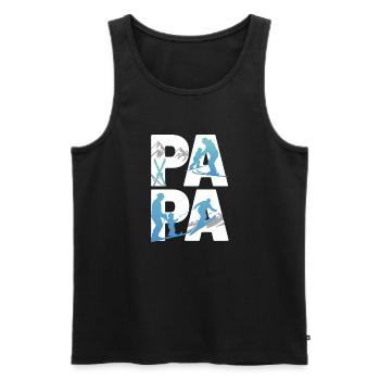 Aventure de ski Papa et Enfant - Débardeur bio Premium Homme - noir - Devant - AI Model Male 178 light (178cm)