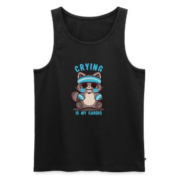 Weinen ist mein Cardio-Waschbär - Männer Premium Bio Tank Top - Schwarz - Vorne - Michal (187cm)