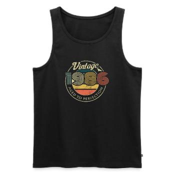 Vintage 60er Retro Logo - Männer Premium Bio Tank Top - Schwarz - Vorne - AI Model Male 178 light (178cm)