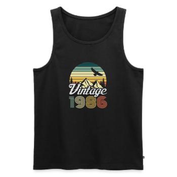 Vintage 1986 Mountain Landscape - Men's Premium Organic Tank Top - black - Front - AI Model Male 178 light (178cm)