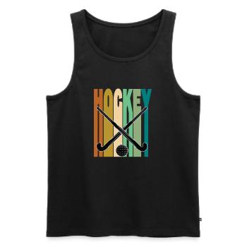 Hockey sur gazon rétro vintage - Débardeur bio Premium Homme - noir - Devant - Michal (187cm)