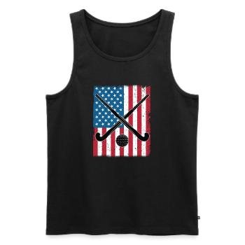 Drapeau USA de hockey sur gazon - Débardeur bio Premium Homme - noir - Devant - Michal (187cm)