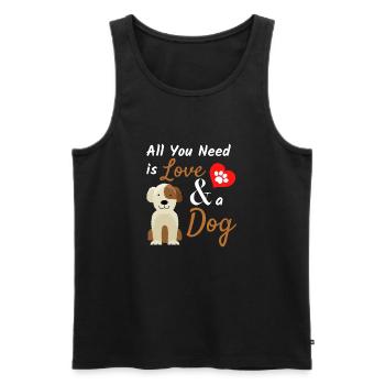 Tout ce dont vous avez besoin, c’est d’amour et d’une citation pour un chien mignon et un animal de compagnie - Débardeur bio Premium Homme - noir - Devant - Michal (187cm)