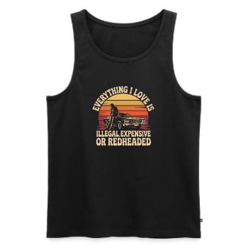 Everything I Love Is Illegal Expensive Rothaarig - Männer Premium Bio Tank Top - Schwarz - Vorne - AI Model Male 178 light (178cm)