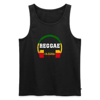 Reggae Kopfhörer Wellen-Design - Männer Premium Bio Tank Top - Schwarz - Vorne - Michal (187cm)