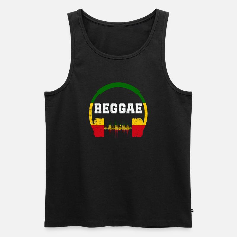 Reggae Kopfhörer Wellen-Design - Männer Premium Bio Tank Top - Schwarz