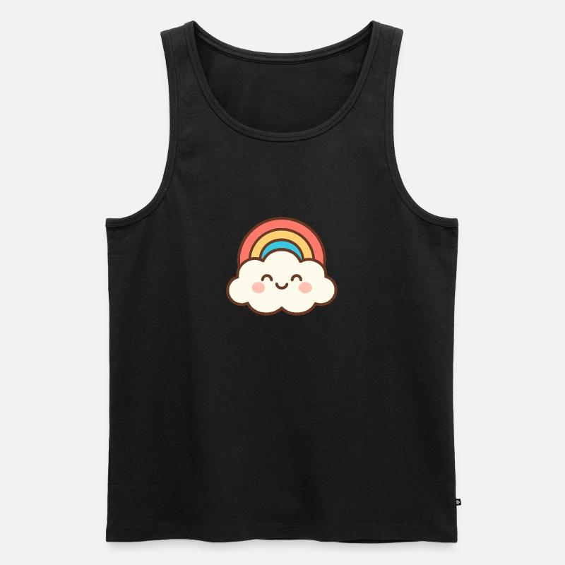 Cloud Smile Regenbogen - Männer Premium Bio Tank Top - Schwarz
