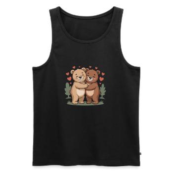 Cœur de couple d’ours - Débardeur bio Premium Homme - noir - Devant - Michal (187cm)