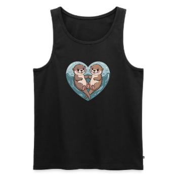 Otter Couple Cuddles Cute Otter Matching Couple - Men's Premium Organic Tank Top - black - Front - Michal (187cm)