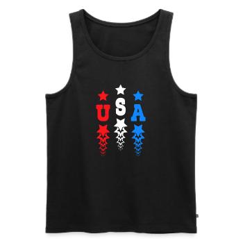 USA Star Monogram United States Of America  - Men's Premium Organic Tank Top - black - Front - AI Model Male 178 light (178cm)