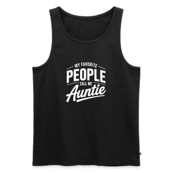 Lieblingsmenschen Auntie Spruch - Männer Premium Bio Tank Top - Schwarz - Vorne - Michal (187cm)