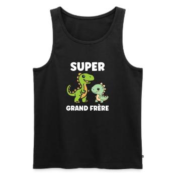 Super Grand Frère Dinosaures - Débardeur bio Premium Homme - noir - Devant - AI Model Male 178 light (178cm)