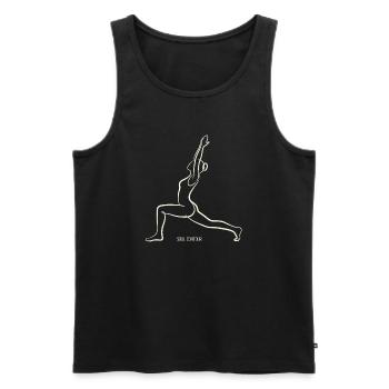 SOUL CONTOUR - Virabhadrasana - Männer Premium Bio Tank Top - Schwarz - Vorne - AI Model Male 178 light (178cm)