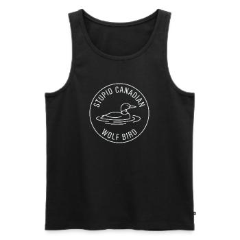 Stupid Canadian Wolf Bird Duck Graphic Design - Men's Premium Organic Tank Top - black - Front - AI Model Male 178 light (178cm)