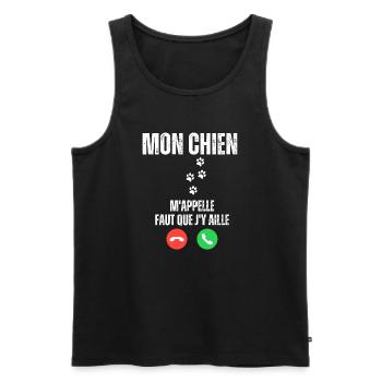 Mon Chien M'Appelle Faut Que J'y Aille - Débardeur bio Premium Homme - noir - Devant - AI Model Male 178 light (178cm)