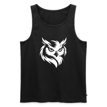 Owl - Mystical Wildlife Line Art Nature Design - Men's Premium Organic Tank Top - black - Front - AI Model Male 178 light (178cm)