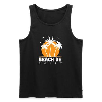 Beach Be Salty Palmen Sonnenuntergang - Männer Premium Bio Tank Top - Schwarz - Vorne - AI Model Male 178 light (178cm)