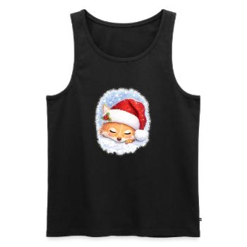 Schlafender Fuchs mit Weihnachtsmütze - Männer Premium Bio Tank Top - Schwarz - Vorne - AI Model Male 178 light (178cm)
