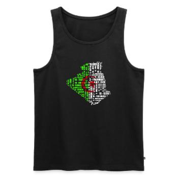 Carte d'Algérie en couleur drapeau et 48 wilayas - Men's Premium Organic Tank Top - black - Front - AI Model Male 178 light (178cm)