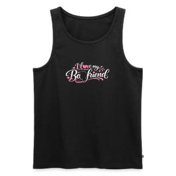 Ich liebe meinen Freund Herz mit Schriftzug Paar - Männer Premium Bio Tank Top - Schwarz - Vorne - Michal (187cm)