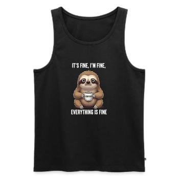 It's okay, I'm fine coffee sloth humor - Men's Premium Organic Tank Top - black - Front - AI Model Male 178 light (178cm)