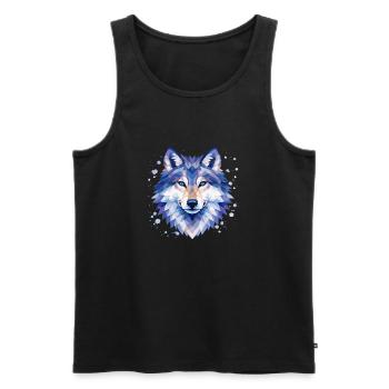 Geometrisches Wolf Design | Wildtier Kunst Print - Männer Premium Bio Tank Top - Schwarz - Vorne - AI Model Male 178 light (178cm)