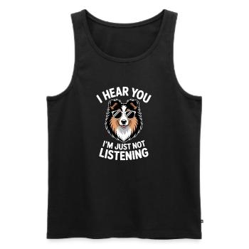 Expressions du chien de berger des Shetland, drôle de cadeau Sheltie - Débardeur bio Premium Homme - noir - Devant - Michal (187cm)