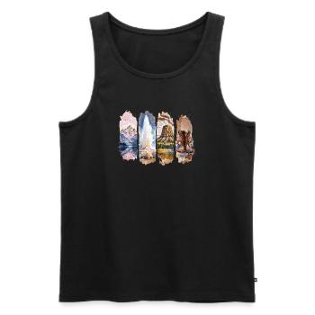 Tournée aux États-Unis dans le Wyoming – Nature, Aventure, Yellowstone - Débardeur bio Premium Homme - noir - Devant - AI Model Male 178 light (178cm)