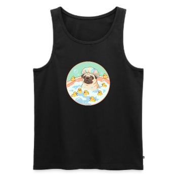 Mopps beim Badespaß - Männer Premium Bio Tank Top - Schwarz - Vorne - AI Model Male 178 light (178cm)