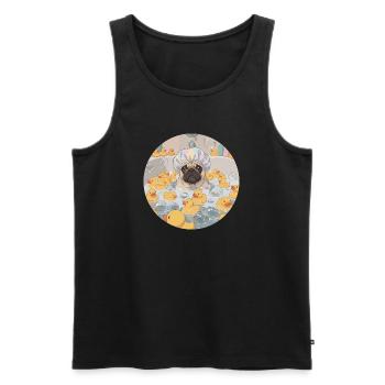 Mopps im Seifenblasenbad - Männer Premium Bio Tank Top - Schwarz - Vorne - AI Model Male 178 light (178cm)