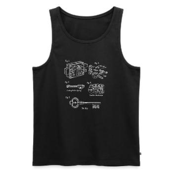 Verrouillage de plans : clé et mécanisme vintage - Débardeur bio Premium Homme - noir - Devant - AI Model Male 178 light (178cm)