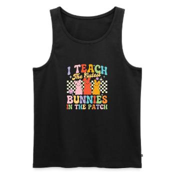 Teach Cutest Bunnies Patch Osterlehrerin - Männer Premium Bio Tank Top - Schwarz - Vorne - Michal (187cm)