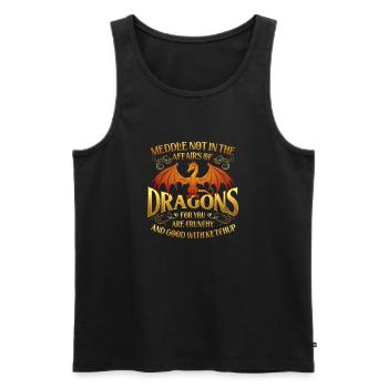 Meddle Not In The Affairs Of Dragons Humor - Men's Premium Organic Tank Top - black - Front - AI Model Male 178 light (178cm)