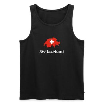Switzlerland (texte blanc) - Débardeur bio Premium Homme - noir - Devant - Michal (187cm)