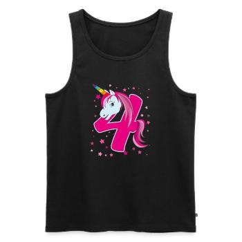 Unicorn, 4 years old, 4th birthday, child - Men's Premium Organic Tank Top - black - Front - AI Model Male 178 light (178cm)