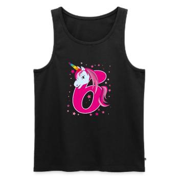 Einhorn,  6 Jahre alt, 6. Geburtstag, Kind - Männer Premium Bio Tank Top - Schwarz - Vorne - AI Model Male 178 light (178cm)