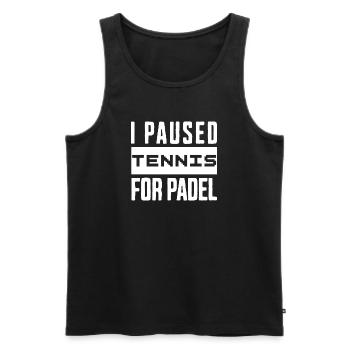 Tennis & Padel Hoodie or Cup for Padel Players - Men's Premium Organic Tank Top - black - Front - AI Model Male 178 light (178cm)