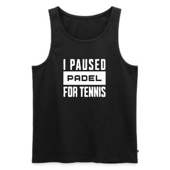 Tennis & Padel, T-Shirt, Mug for Tennis Players - Men's Premium Organic Tank Top - black - Front - AI Model Male 178 light (178cm)