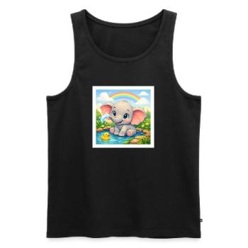 Elli the Elephant - Men's Premium Organic Tank Top - black - Front - AI Model Male 178 light (178cm)