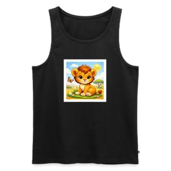 Sunny the Little Lion - Men's Premium Organic Tank Top - black - Front - AI Model Male 178 light (178cm)