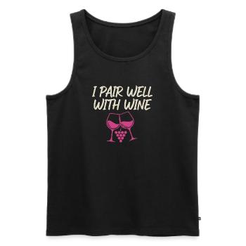 I Pair Well With Wine – Wein-Glas Motiv - Männer Premium Bio Tank Top - Schwarz - Vorne - AI Model Male 178 light (178cm)