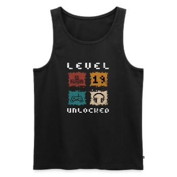 Level 19 Unlocked - Men's Premium Organic Tank Top - black - Front - Michal (187cm)