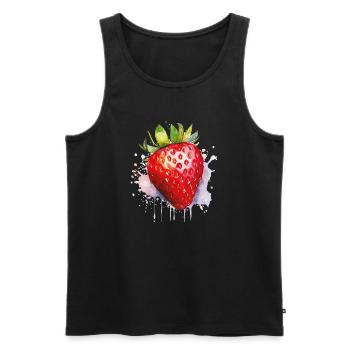 Watercolor Strawberry Spritzer - Men's Premium Organic Tank Top - black - Front - AI Model Male 178 light (178cm)