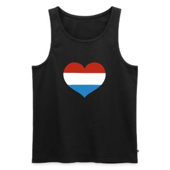 Luxembourg Heart Flagge - Männer Premium Bio Tank Top - Schwarz - Vorne - AI Model Male 178 light (178cm)