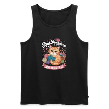 Kitten Knitting Magic Yarn Love - Men's Premium Organic Tank Top - black - Front - Michal (187cm)