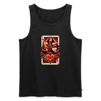 Chemise de couple Roi de Cœur de cartes à jouer pour la Saint-Valentin n°1 - Débardeur bio Premium Homme - noir - Devant - Michal (187cm)