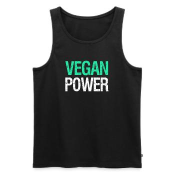 VEGAN POWER – Lustiger Vegan Spruch mit Humor - Männer Premium Bio Tank Top - Schwarz - Vorne - AI Model Male 178 light (178cm)