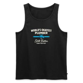Pipe Whisperer, Plumber, Humor Gift - Men's Premium Organic Tank Top - black - Front - Michal (187cm)